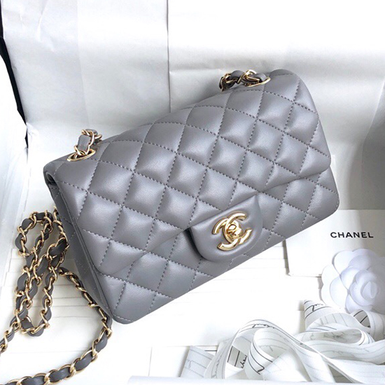 Classic Chanel Lambskin Small Flap Bag Grey CF1116