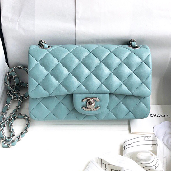 Classic Chanel Lambskin Small Flap Bag Light Blue CF1116