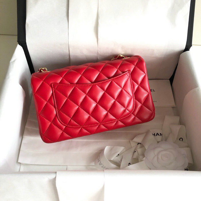 Classic Chanel Lambskin Small Flap Bag Red CF1116