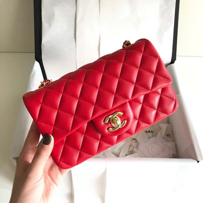 Classic Chanel Lambskin Small Flap Bag Red CF1116