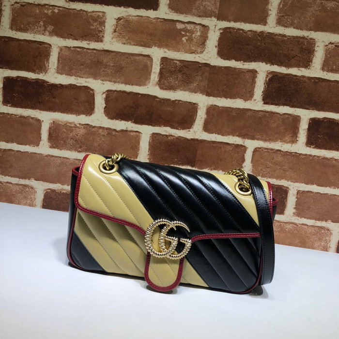 Gucci GG Marmont small shoulder bag Black and Beige 443497