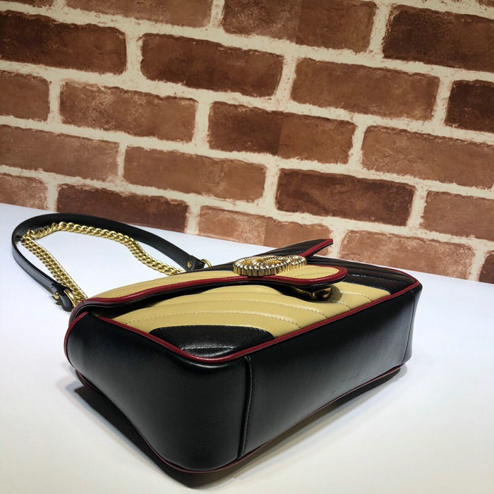 Gucci GG Marmont small shoulder bag Black and Beige 443497