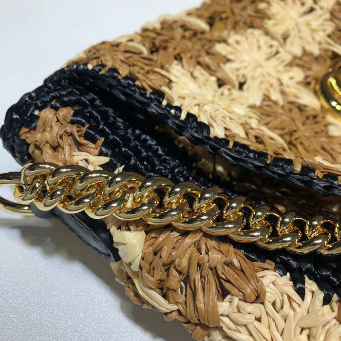 Gucci GG Marmont Raffia Small Shoulder Bag Black 574433