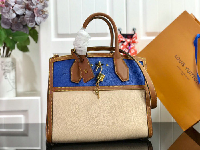 Louis Vuitton City Steamer MM Cream and Blue M55062