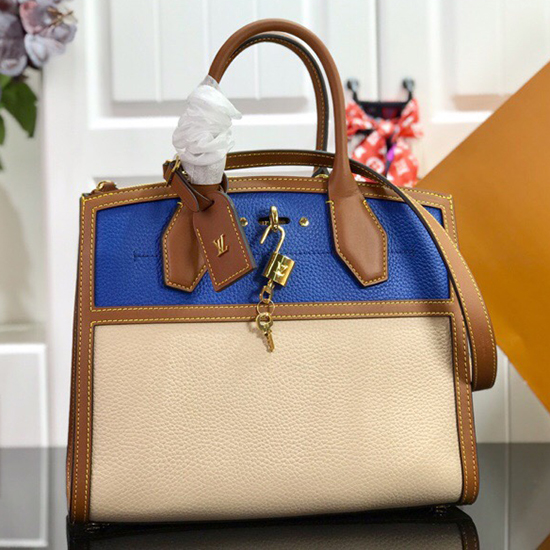 Louis Vuitton City Steamer MM Cream and Blue M55062