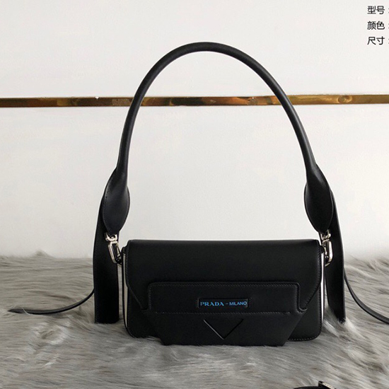 Prada Manuelle Leather Shoulder Bag Black 1BD166