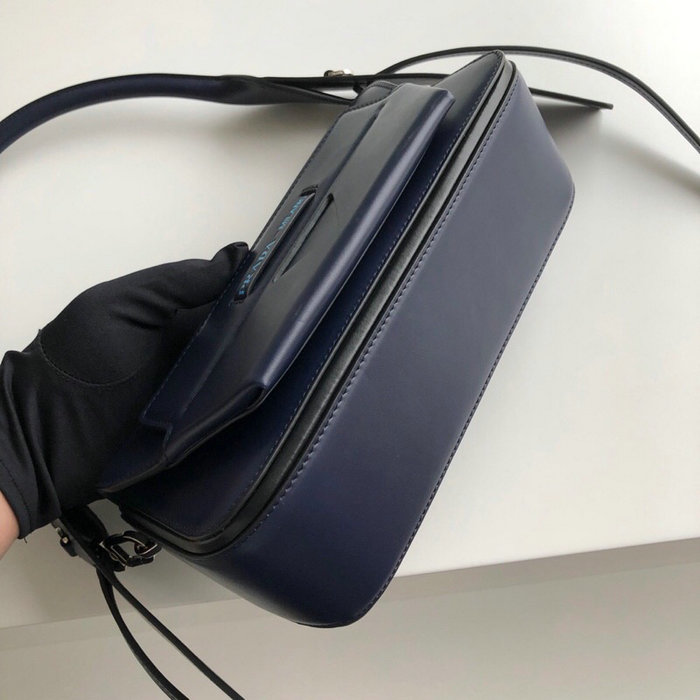 Prada Manuelle Leather Shoulder Bag Blue 1BD166