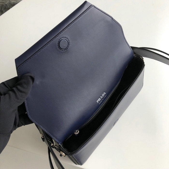 Prada Manuelle Leather Shoulder Bag Blue 1BD166