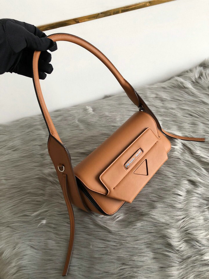 Prada Manuelle Leather Shoulder Bag Brown 1BD166