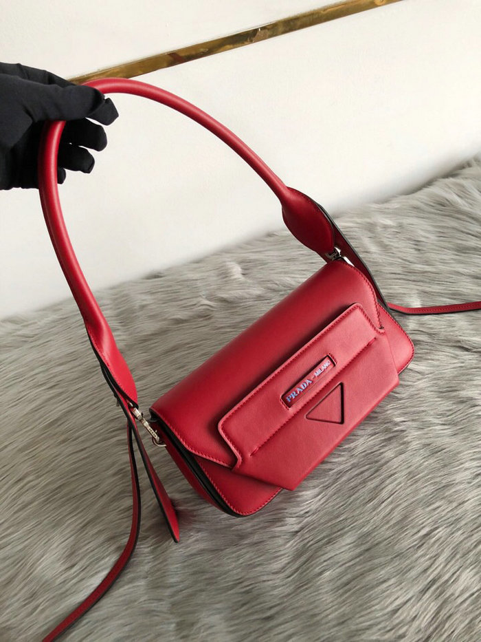 Prada Manuelle Leather Shoulder Bag Red 1BD166