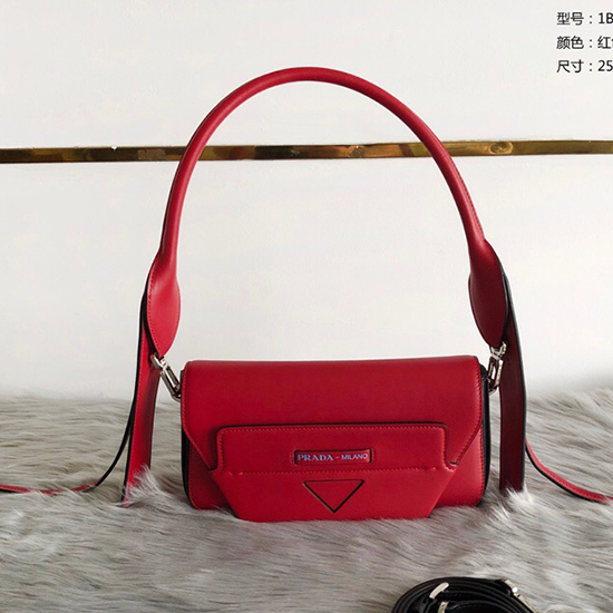 Prada Manuelle Leather Shoulder Bag Red 1BD166