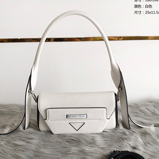 Prada Manuelle Leather Shoulder Bag White 1BD166