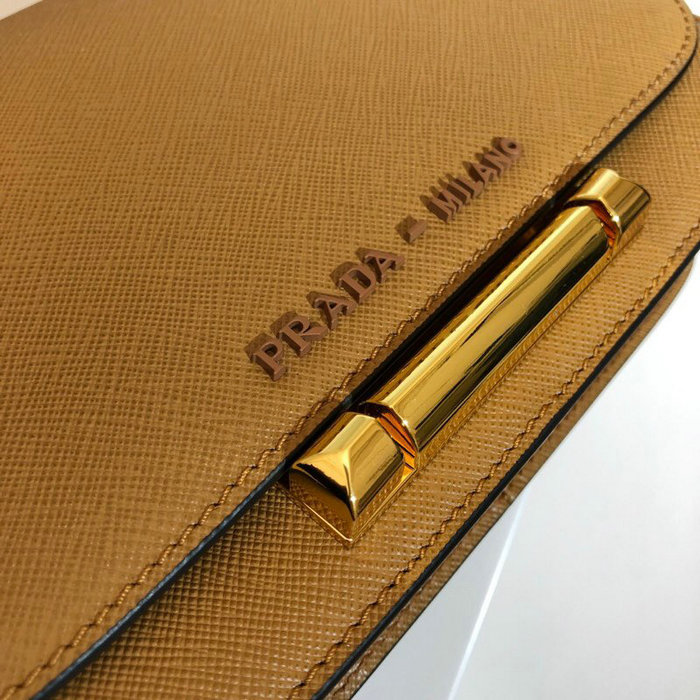 Prada Saffiano Leather Shoulder Bag Brown 1BD165