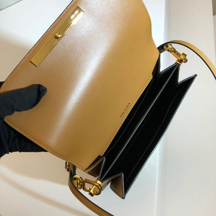 Prada Saffiano Leather Shoulder Bag Brown 1BD165
