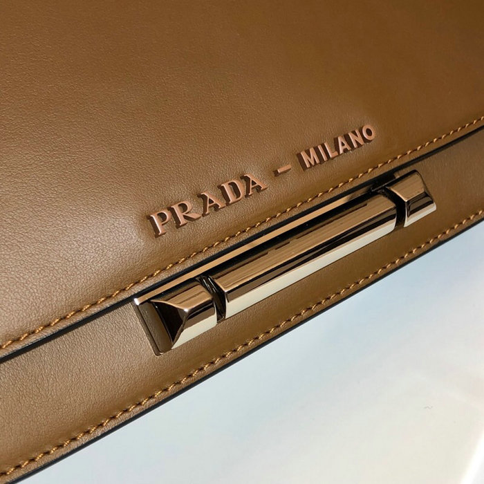 Prada Sybille Leather Shoulder Bag Brown 1BD165