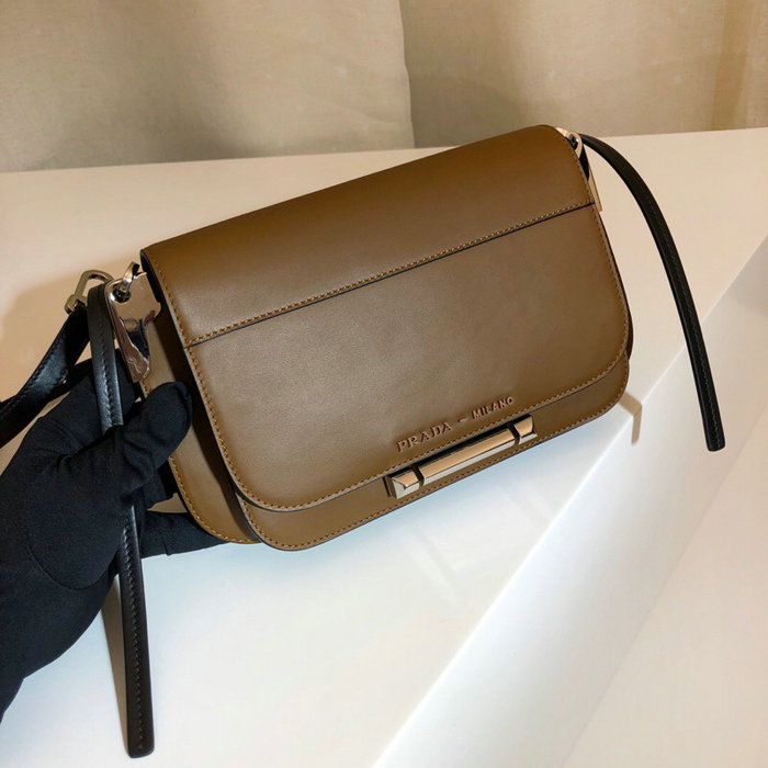 Prada Sybille Leather Shoulder Bag Brown 1BD165