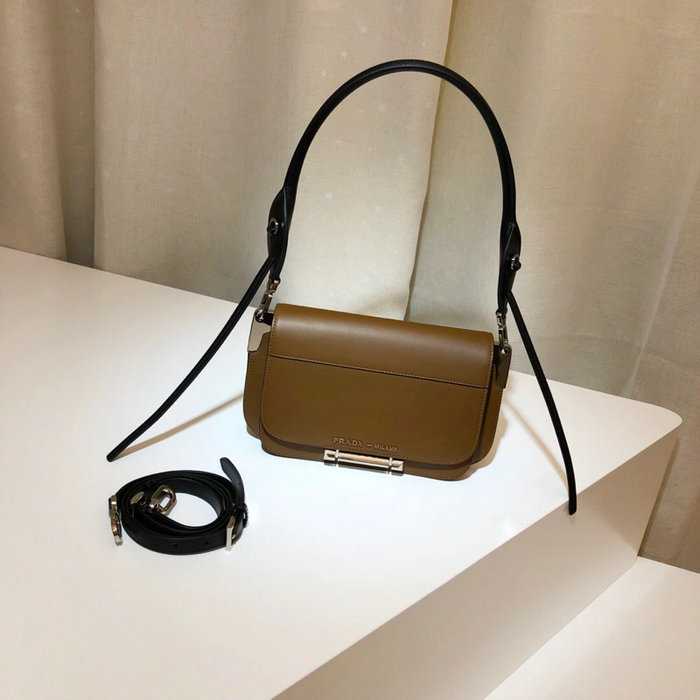 Prada Sybille Leather Shoulder Bag Brown 1BD165