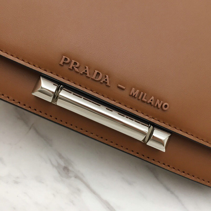 Prada Sybille Leather Shoulder Bag Brown and Black 1BD165