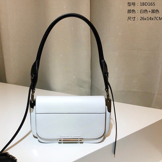 Prada Sybille Leather Shoulder Bag White 1BD165