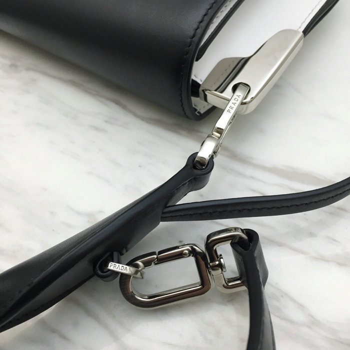 Prada Sybille Leather Shoulder Bag White and Black 1BD165