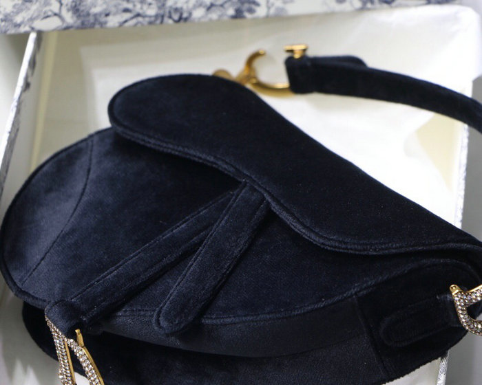 Dior Velvet Saddle Bag Black D07231