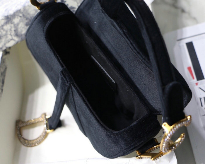 Dior Velvet Saddle Bag Black D07231