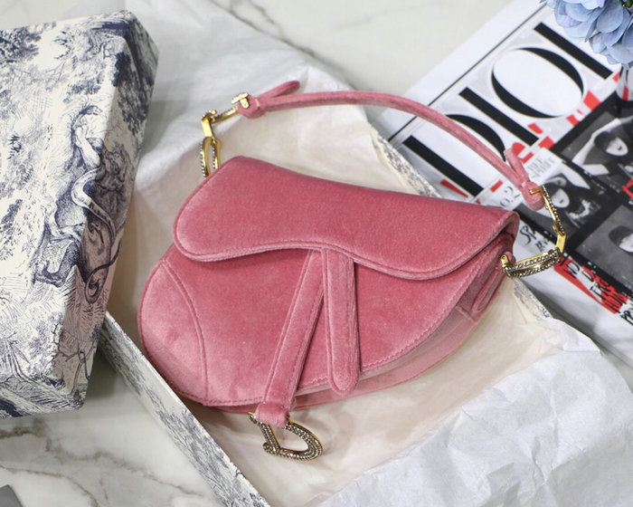 Dior Velvet Saddle Bag Pink D07231