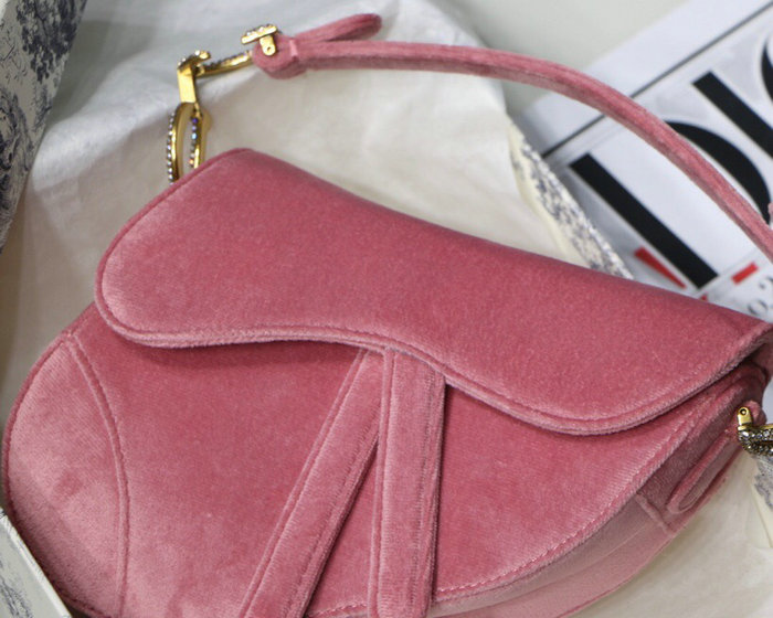 Dior Velvet Saddle Bag Pink D07231