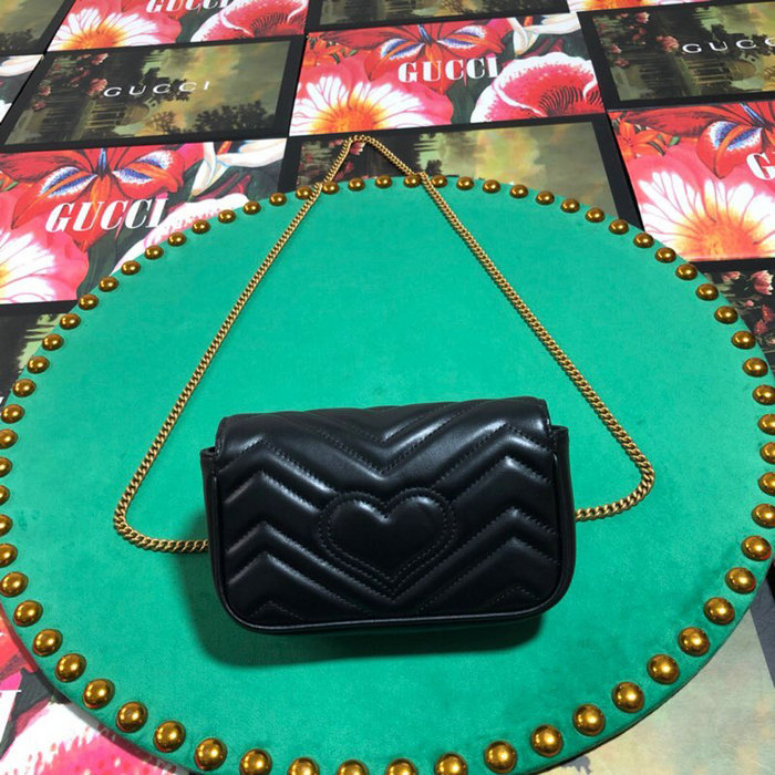 Gucci GG Marmont Matelasse Leather Super Mini Bag Black 476433