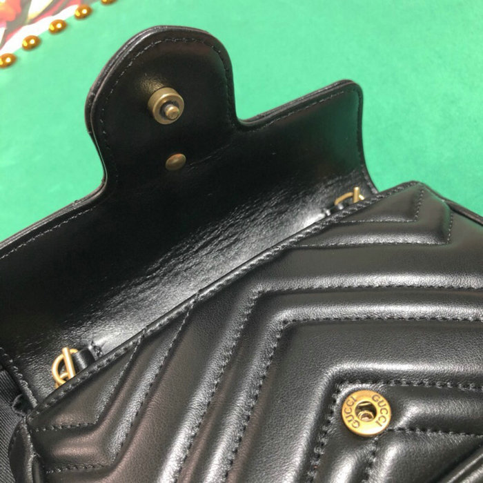 Gucci GG Marmont Matelasse Leather Super Mini Bag Black 476433