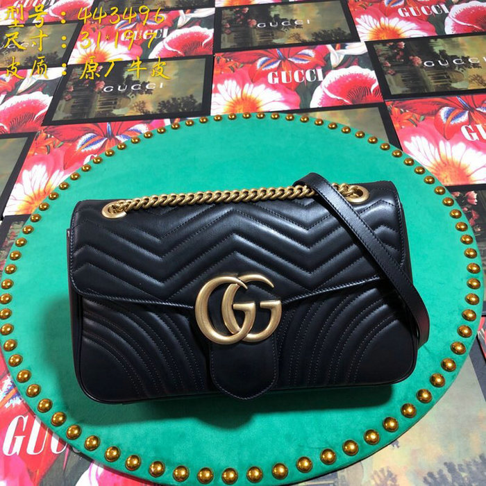 Gucci GG Marmont Matelasse Shoulder Bag Black 443496