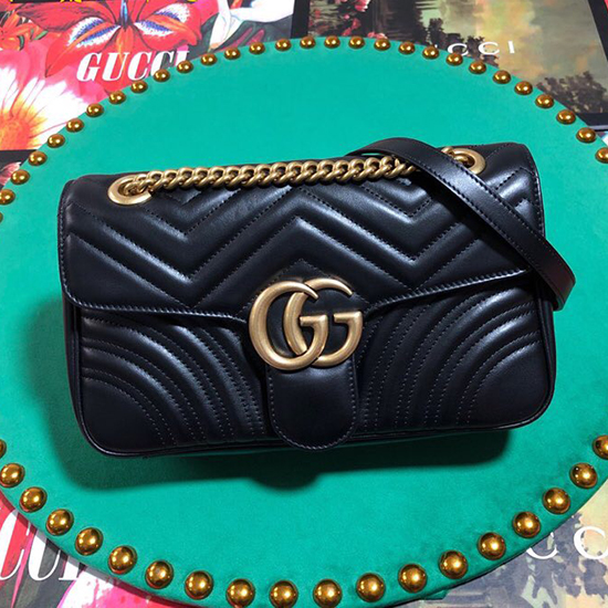 Gucci GG Marmont Matelasse Shoulder Bag Black 443497