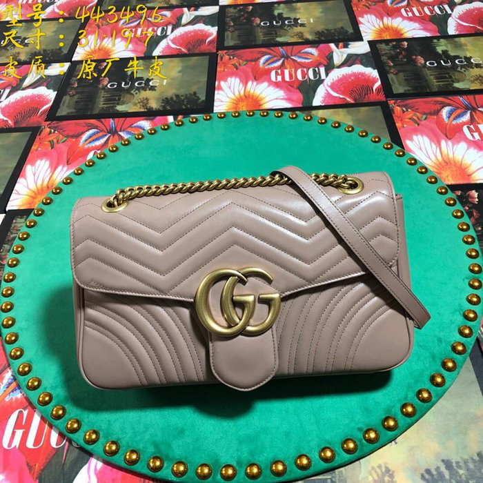 Gucci GG Marmont Matelasse Shoulder Bag Nude 443496