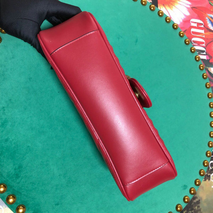 Gucci GG Marmont Matelasse Shoulder Bag Red 443497