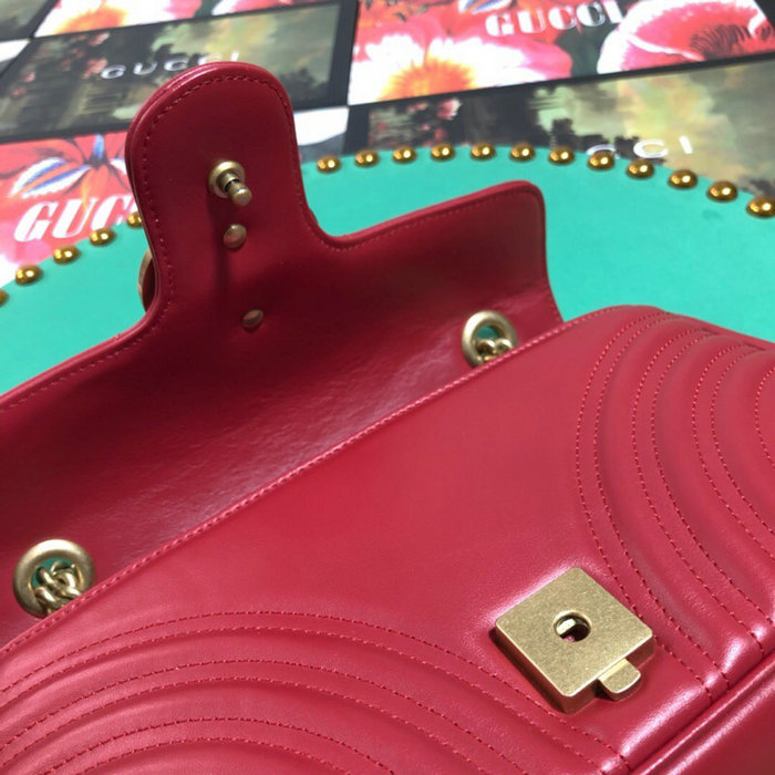 Gucci GG Marmont Matelasse Shoulder Bag Red 443497