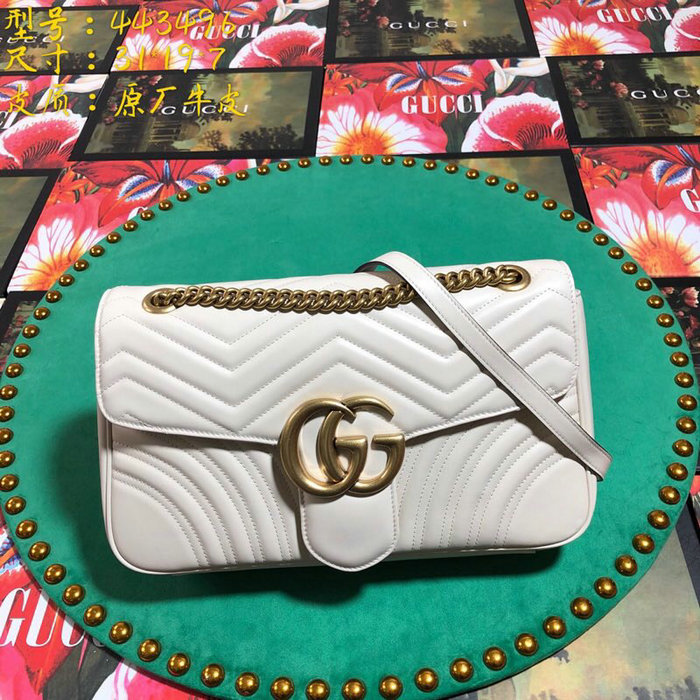 Gucci GG Marmont Matelasse Shoulder Bag White 443496