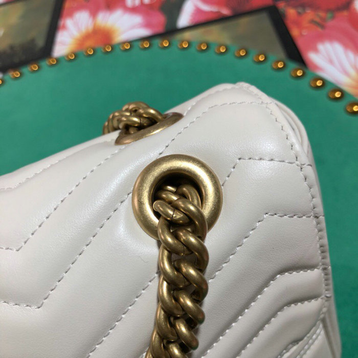 Gucci GG Marmont Matelasse Shoulder Bag White 443496