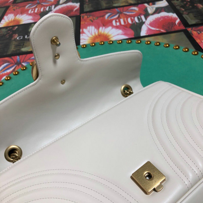 Gucci GG Marmont Matelasse Shoulder Bag White 443496