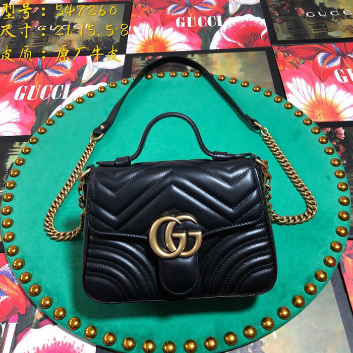 Gucci GG Marmont Mini Top Handle Bag Black 547260