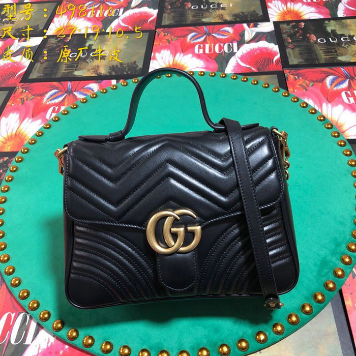 Gucci GG Marmont Small Top Handle Bag Black 498110