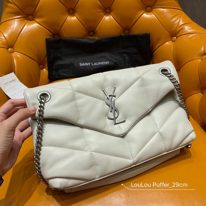 Saint Laurent Loulou Puffer Small Bag White 577476