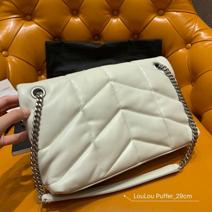 Saint Laurent Loulou Puffer Small Bag White 577476