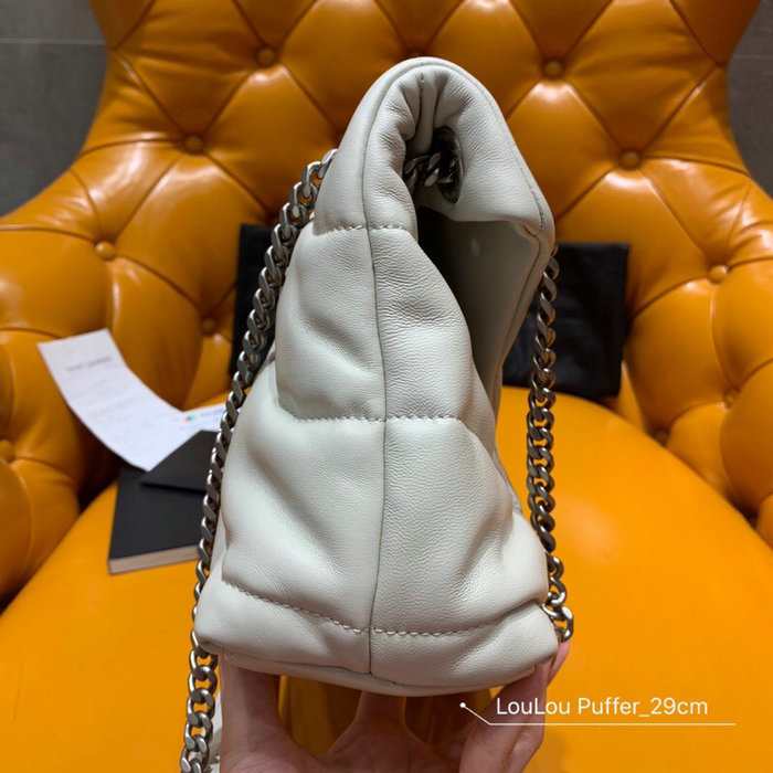 Saint Laurent Loulou Puffer Small Bag White 577476