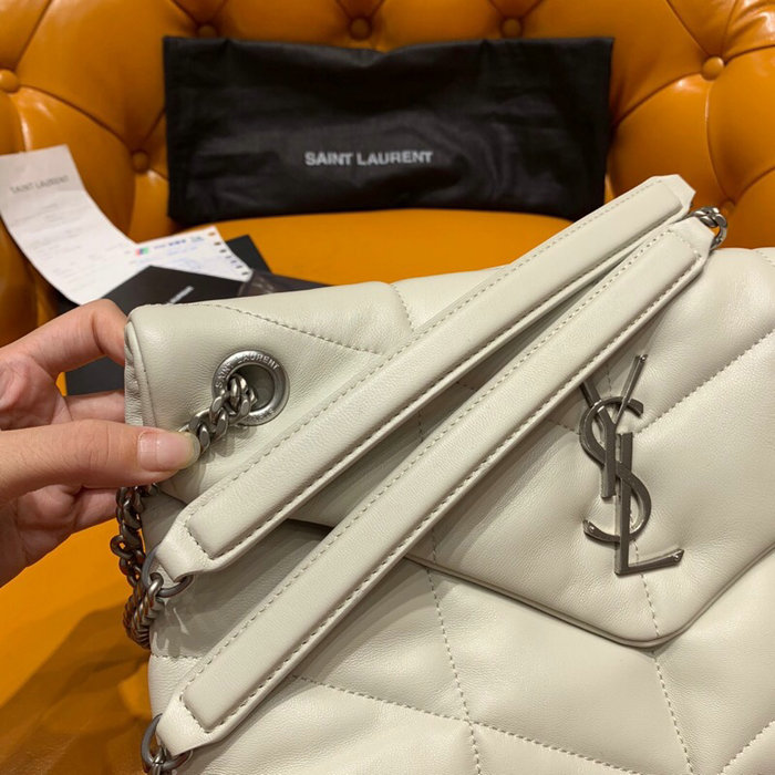 Saint Laurent Loulou Puffer Small Bag White 577476
