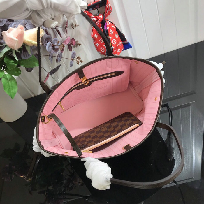 Louis Vuitton Damier Ebene Canvas Neverfull PM Pink N41000