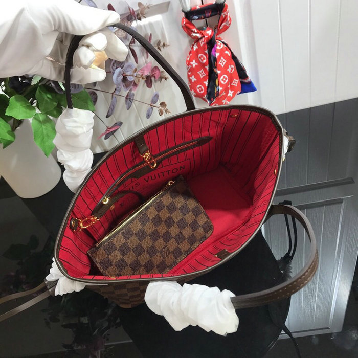 Louis Vuitton Damier Ebene Canvas Neverfull PM Red N41000