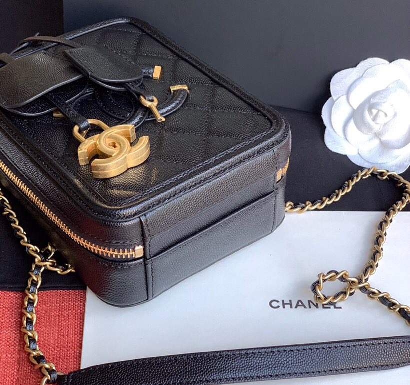 Chanel Grained Calfskin Vanity Case Black A08181