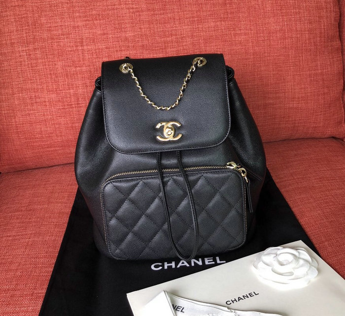 Chanel Grained Calfskin Backpack Black A93748