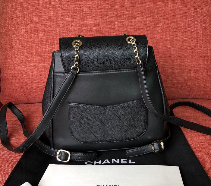 Chanel Grained Calfskin Backpack Black A93748