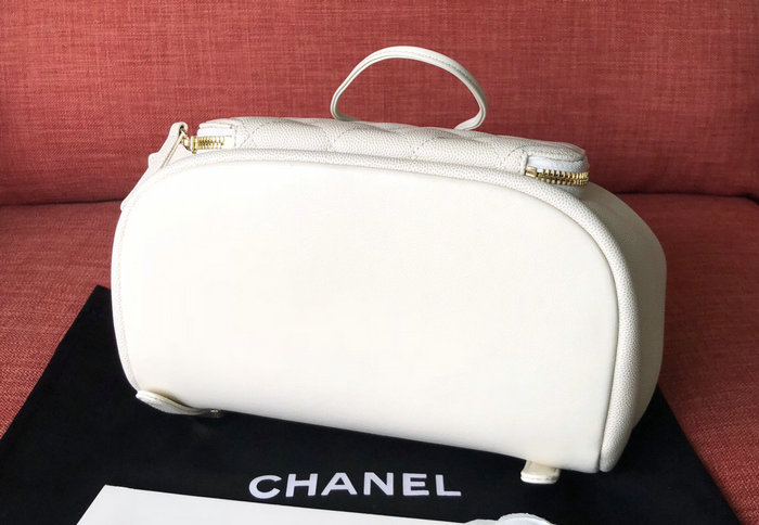 Chanel Grained Calfskin Backpack White A93748